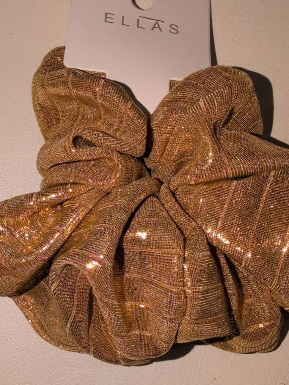 Ella Metallic Gold Shimmery Hair Scrunchie Duo Pack Of 2